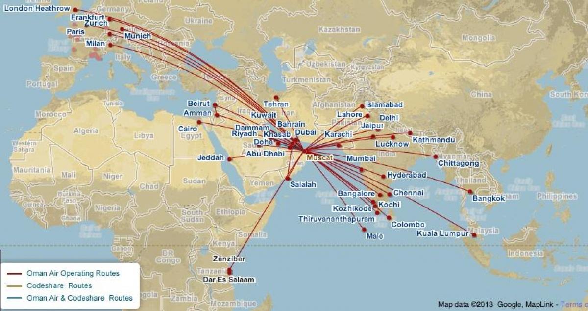 Oman air vuelo mapa