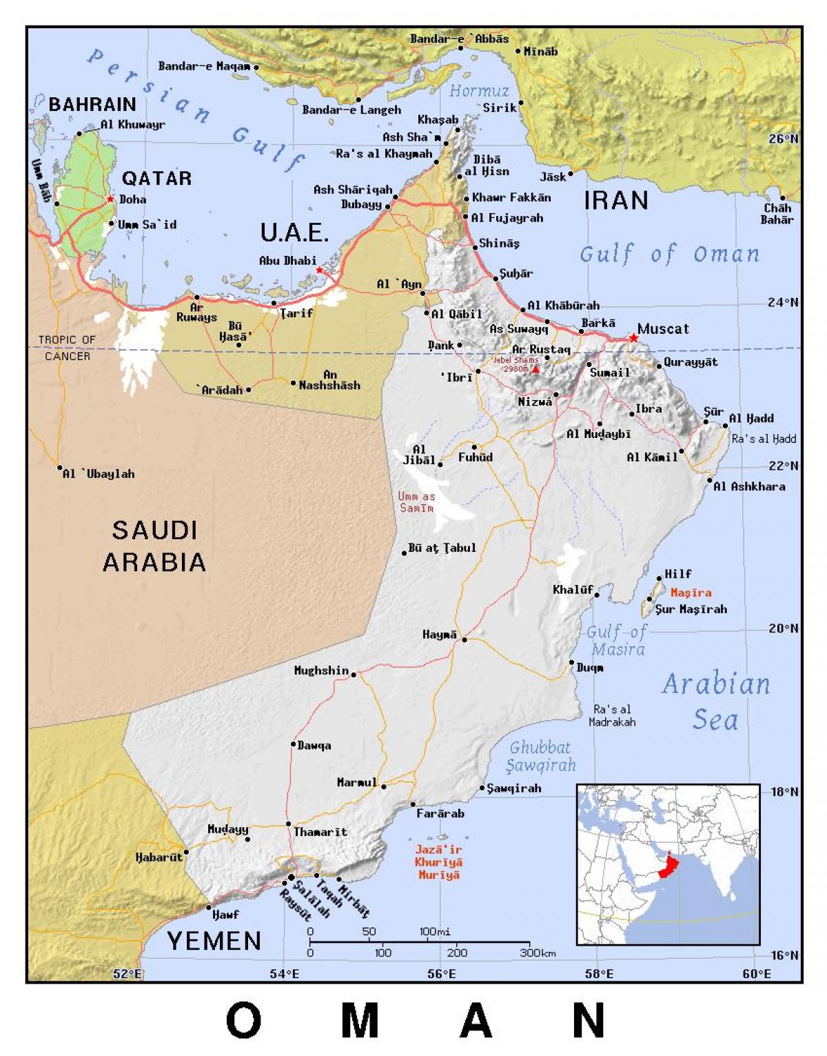 mapa de Omán político