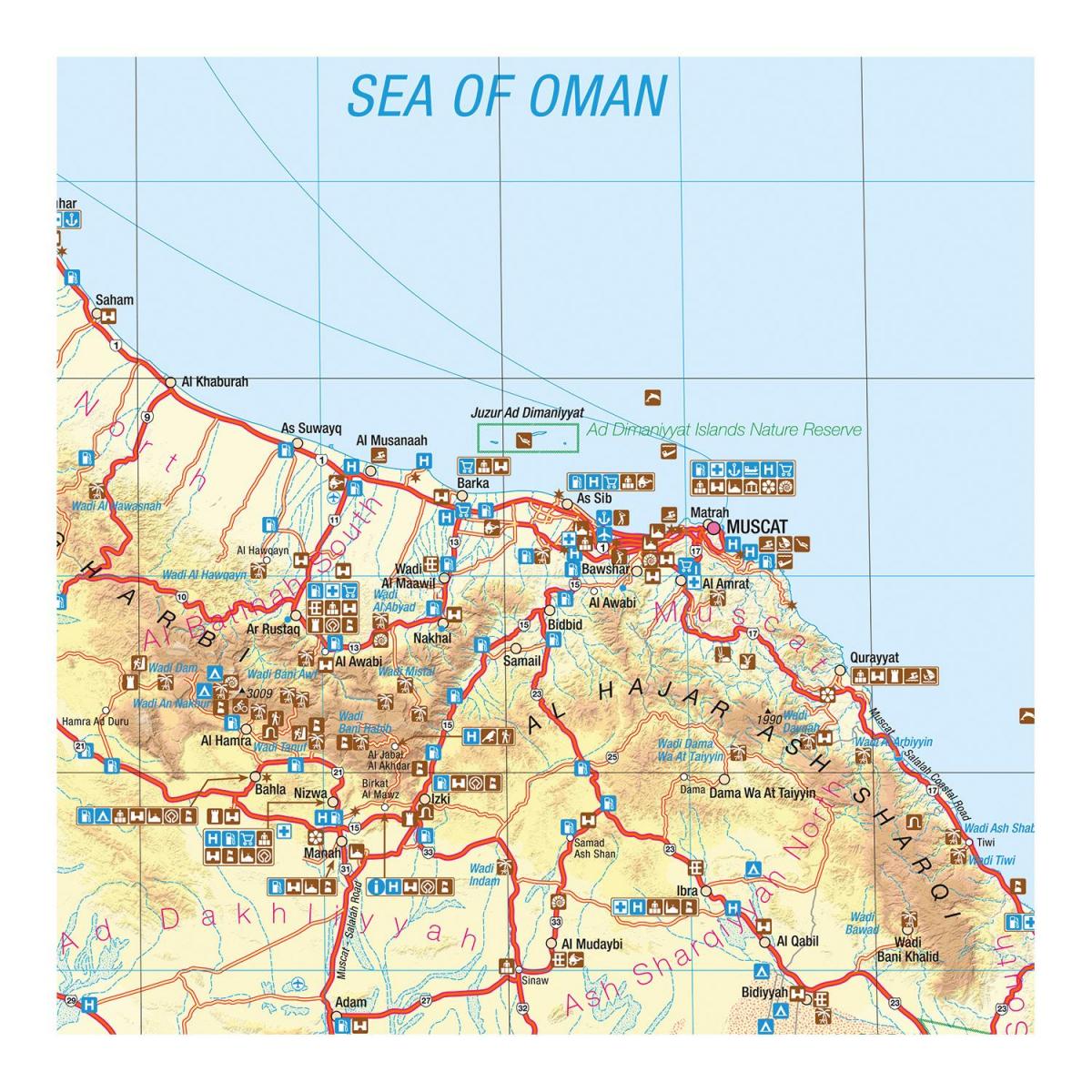 mapa de Omán trekking