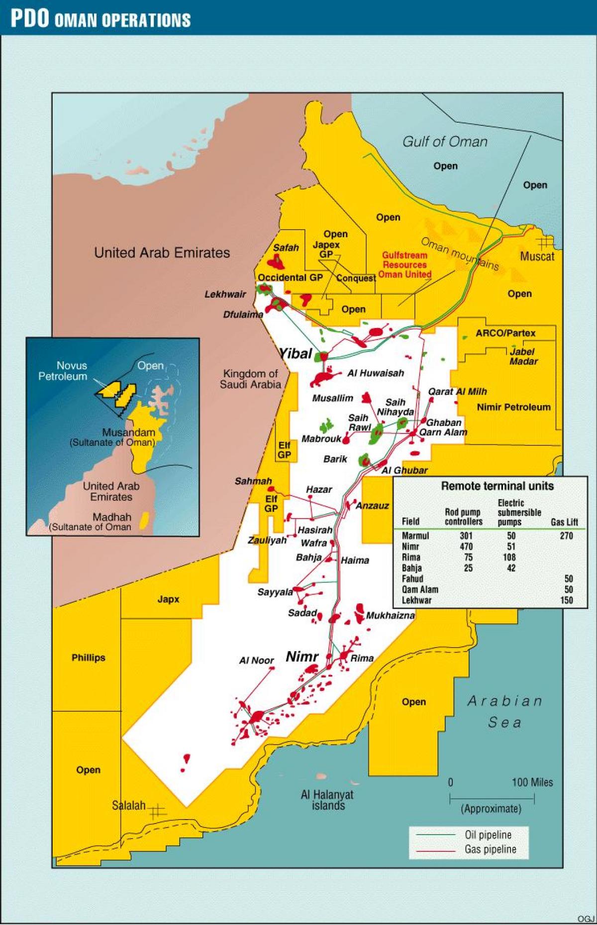 mapa de yibal Omán