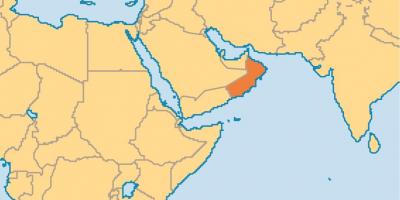 Omán mapa en el mapa del mundo