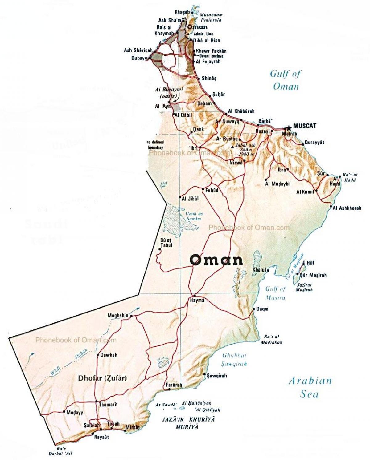 Omán mapa del país